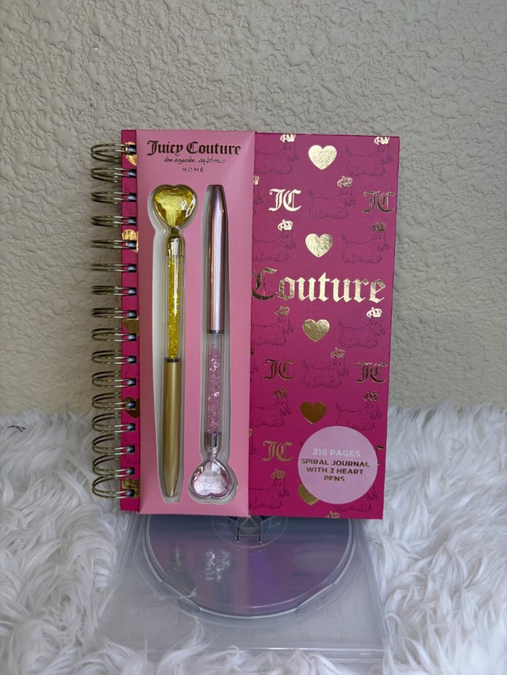 Juicy Couture Pink Spiral Journal Heart Crystal Pens Scotty Dog Gift Set NWT